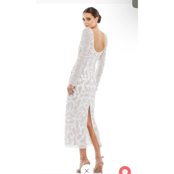 Mac Duggal NWT size 10 ivory floral beaded dress style 5424 - Picture 4 of 13